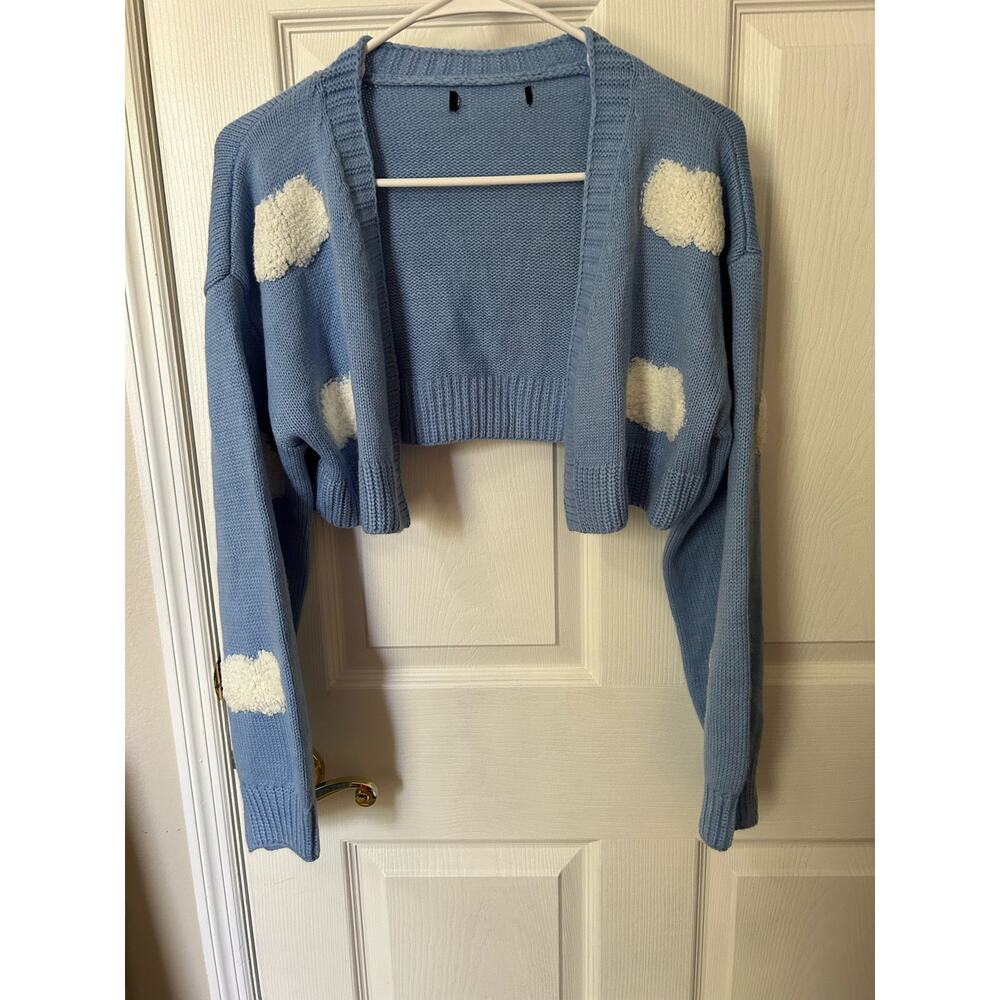Blue cropped cloud cardigan